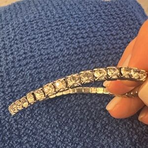 Touchstone Crystal Silver Clear Crystal Tennis Bracelet